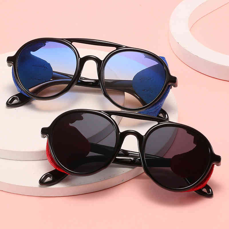 

Sunglasses punk series sun double beam oval men's and women's personality imitation leather 06ZW