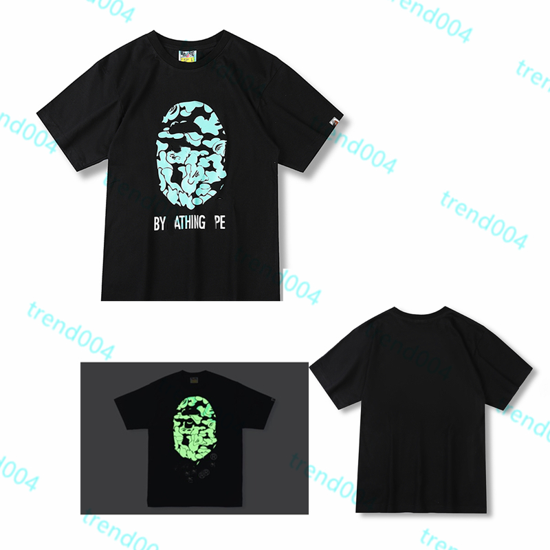 

High Quality Apes Men's T-Shirts Japanese Shark ape head tshirts luminous camo printing co-branded same style for men and women 2022 new 100% cotton T-shirt 1-3, 1 pcs buttons