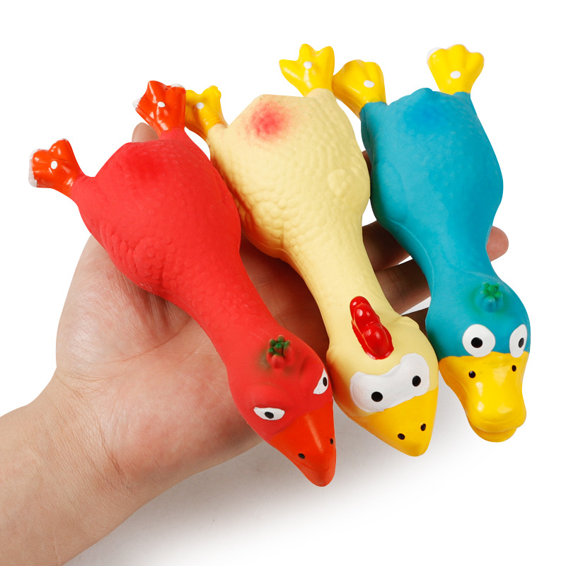 

Natural Latex Pet Dog Screaming Chicken Duck Toy Squeaker Fun Sound Rubber Training Playing Toy Puppy Chewing Toy Tooth Cleaning