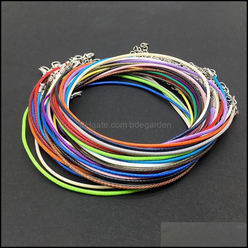 

Cord Wire Jewelry Findings Components 1.5Mm Colorf Wax String Chains Necklace Bracelet With Extension Chain Sal Dhfc6
