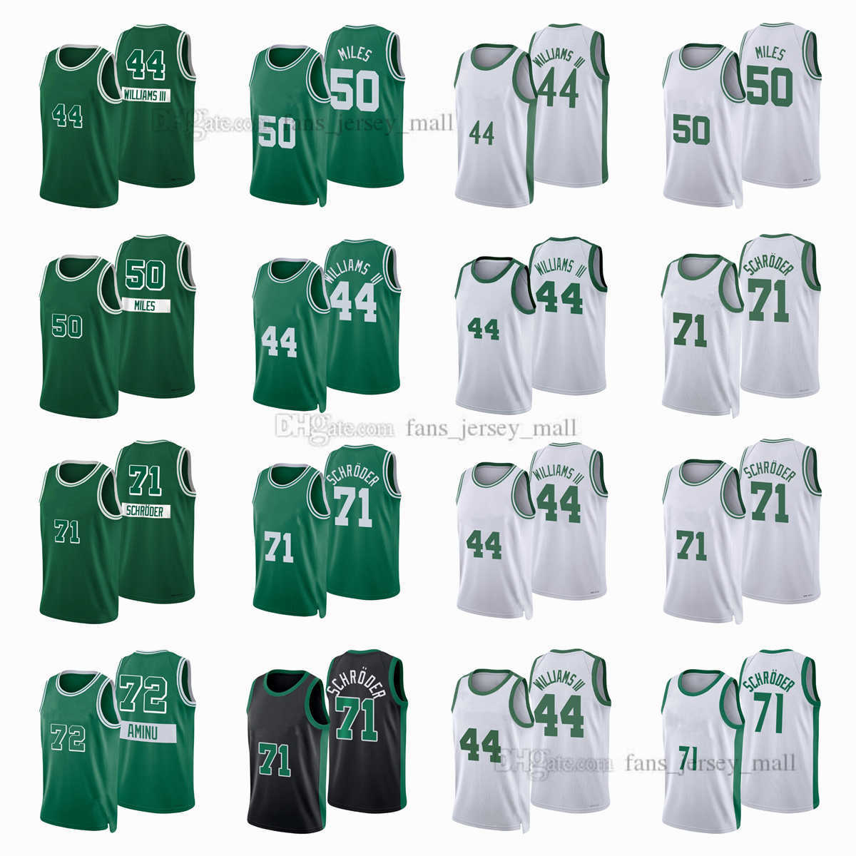 

Printed City Basketball Jerseys Dennis 71 Schroder Al-Farouq 72 Aminu Robert 44 Williams III C.J. 50 Miles Jersey Color white Green Black Mens