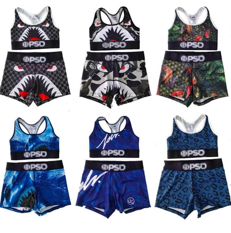 

American Fashion Cartoon Printed Womens tracksuits Quick Dry Vest and Shorts Set Sports Fitness Set Designer Print Letter Camouflage Swimsuits, Pd1003