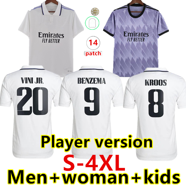 

S- BENZEMA soccer jersey 22 23 player football shirt VINI JR CAMAVINGA ALABA HAZARD ASENSIO MODRIC KROOS VALVERDE Real Madrids camiseta men woman kids uniforms, 22/23 kids home