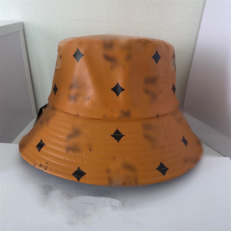 Brown men designer bucket hat letter printed letter hip hop leather mens designers sun hats high quality fashion womens luxury cap306q