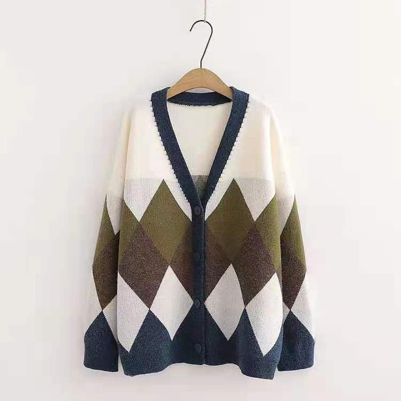 

2022 Autumn Winter Korean Loose Knitted Sweater Temperament Office Ladies Cardigan Women All-match Fashion Outerwear Knit Coat, Gray