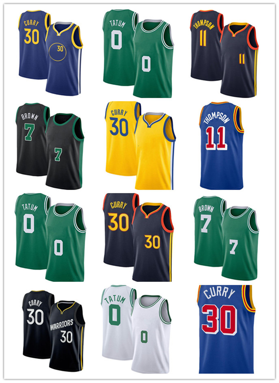 

Basketball Jerseys 2022 30 Stephen 0 Jayson Curry Tatum 7 Jaylen 11 Klay Brown Thompson 75th Jersey yellow