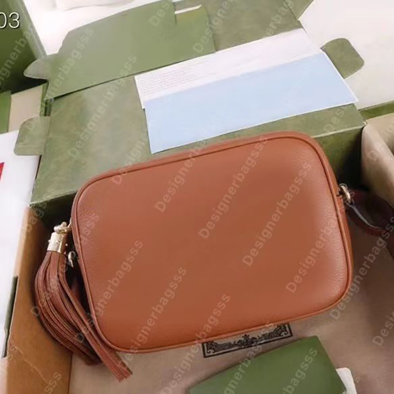 

308364 Designer camera bags Double G luxury messenger bag Soho small leather disco bag crossbody for women tassel handbags shoulder bags lady purse gold hardware, Brown