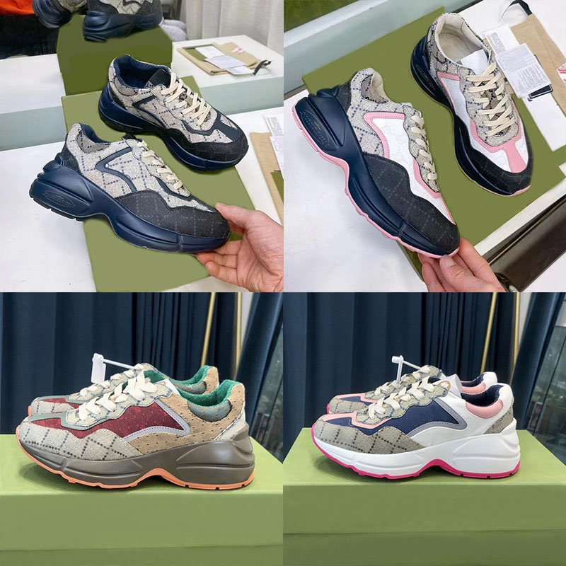 

2022 Designer Casual Shoes Rhyton Sneakers Fashion Vintage Trainers Luxury Old Dad Sports Shoes Newest Men Women Loafers Strawberry Mouse Shoe With Box, Color13