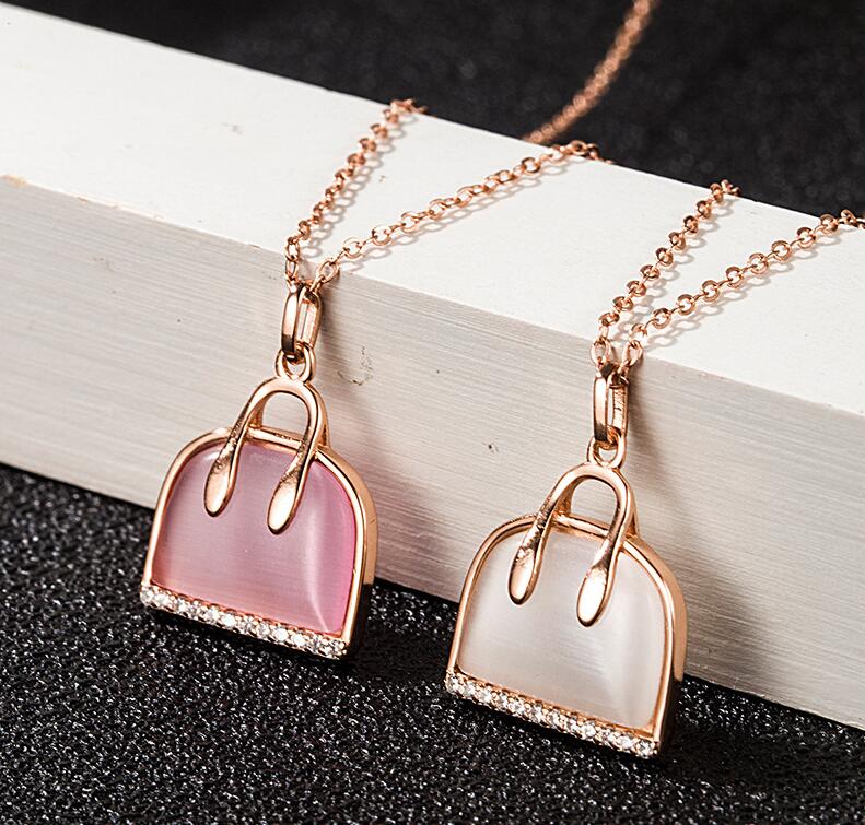 

H letter bag pendants full diamonds S925 sterling silver women's necklace fashion 18K gold plated handbag ladies luxurious necklaces Designer Jewelry