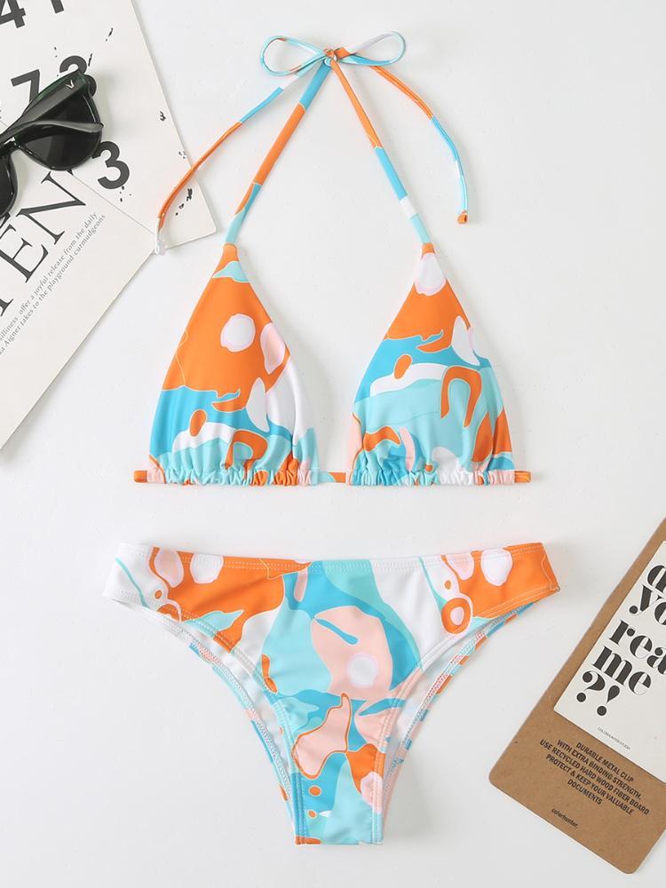 

Women' Swimwear Beach Two-Piece Suit Bikini Wholesale Orange Swimsuit Two Piece Set Summer Bathing Women 2, As shown