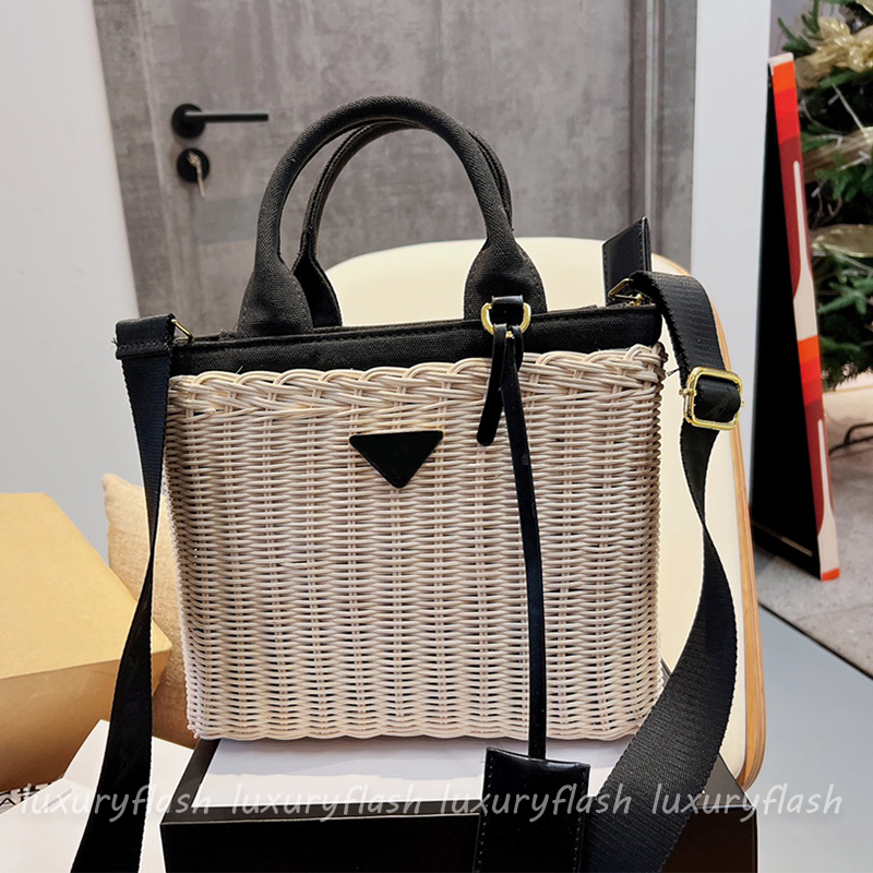 

Summer Woven Totes Beach Women Designers Handbags Straw Wicker Large Capacity Shoulder New Buckets Handbag High Quality Woman Shoulder Bag Cross Body, White