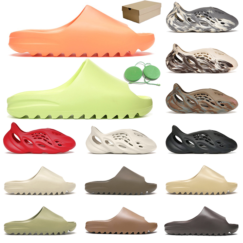 

2022 With Box Designer Slides Men Women Slippers Sandals Onyx Glow Green Desert Sand MX Cream Clay Ararat Ochre Mens Runner Slide Outdoor Slipper 36-47