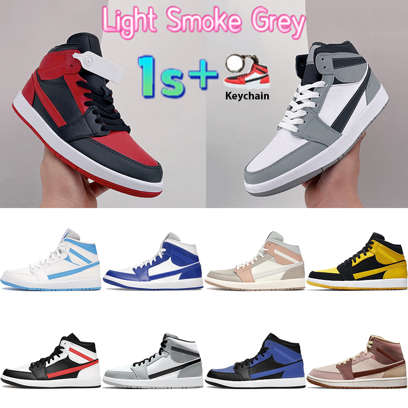 

Mid Light Smoke Grey 1 1s Sneakers Mens Basketball Shoes Pink Quartz Milan White Black Kentucky Blue Barely Rose Banned Men Women Shoe Trainers, Shoe box