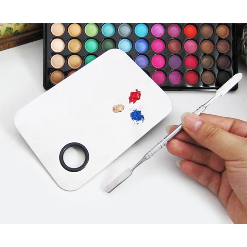 

Makeup Brushes 1PC Stainless Steel Mixer Nail Art Polish Mixing Plate Foundation Eyeshadow Eye Shadow Palette With Spatula Rod