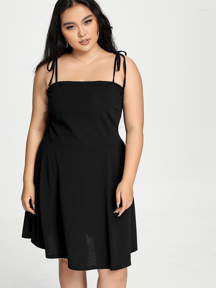 

Plus Size Dresses Sexy Spaghetti Strap Dress 4XL Black Elegant Open Back Backless Women Party Sundress Female Clothing Echm22