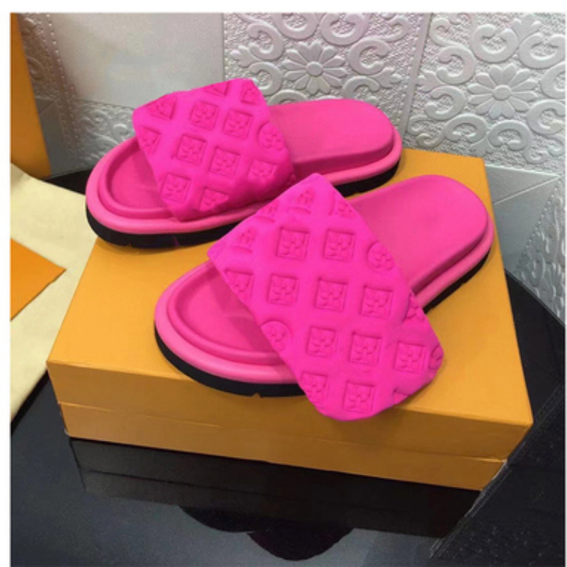 

Women's Shoes Slippers 2 New Fashion Velcro Thick Sole Embossed Bread Shoes Printing Lazy One Word Open Premium Slippers, Apricot