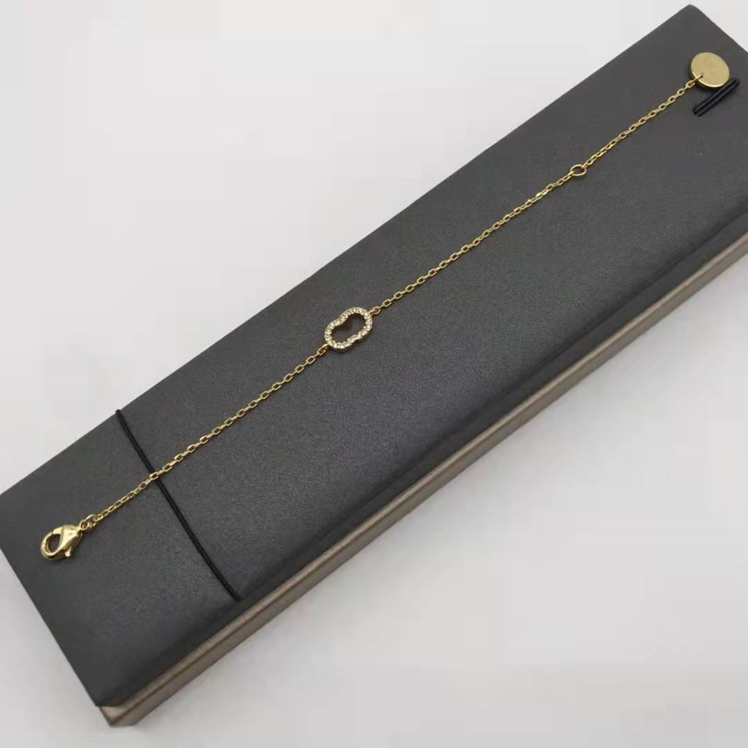 

18K gold plated esigner bracelet women alphabet Classic link chain bracelets, Black