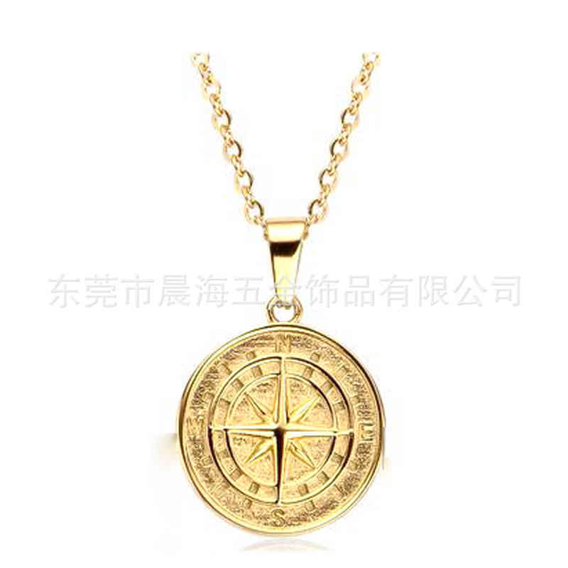 

Simple stainless hip hop pendant tide compass titanium steel necklace jewelry