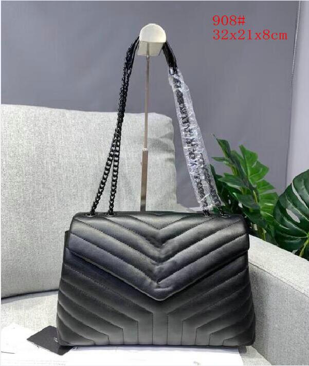 

Fashion Women famous casual designer Messenger Bag Lady Cross Body Bags luxury Handbag Satchel Purse Cosmetic purses 908#80 32x21x8cm, Black/black chain