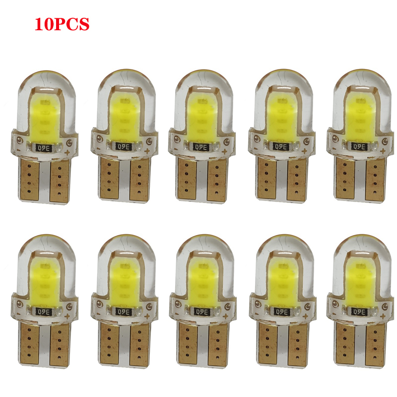 

New 10PCS LED T10 W5W 194 168 W5W COB 8SMD License Light Bulbs Parking Bulb Auto Wedge Clearance Lamp Silica Car Super Bright bulbs