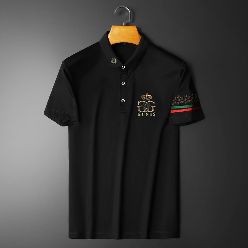 

High-quality Embroidery Polo Shirts Men Summer Short Sleeve Crown Shirts Casual Business Tops Social Street Wear Clothing M-4XL, Black