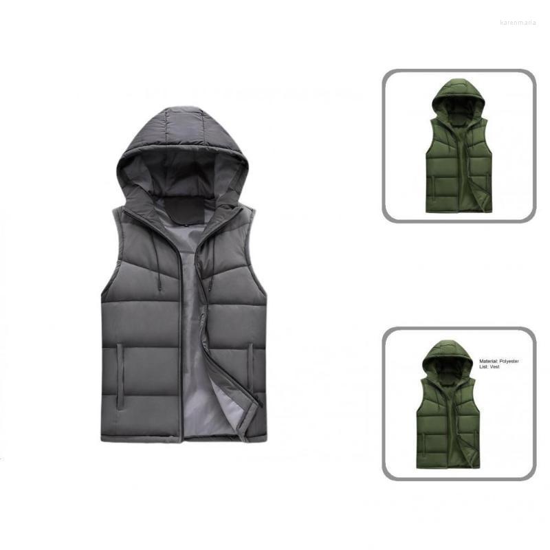 

Men's Vests All-Match Outdoor Solid Color Pockets Men Waistcoat Lightweight Winter Drawstring Male Clothes Kare22, Army green