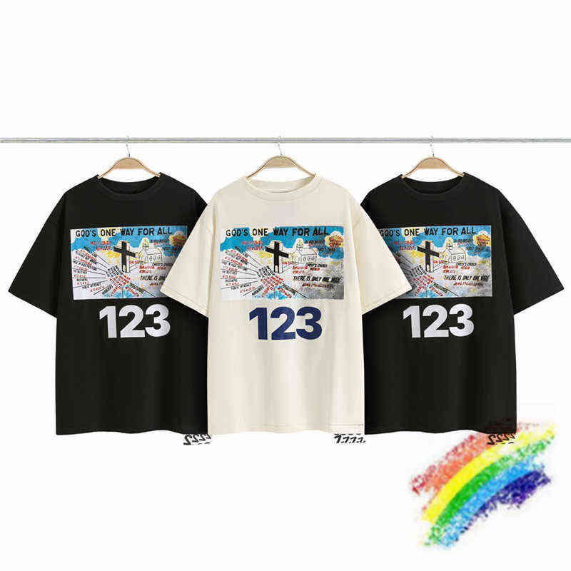 

Oversized RRR123 T-shirt Men Women High Quality Rrr 123 Vintage Cross Print Tee TopsT220721