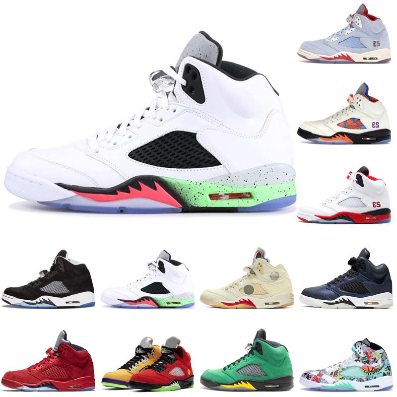 

Newest Men Basketball Shoes Jumpman 5s 5 Racer Blue Easter What the Wings Fire Red Suede Oreo All White Sail Camo Quai 54 UNC Raging Top 3 Trainers Sports Sneakers, Bubble bag