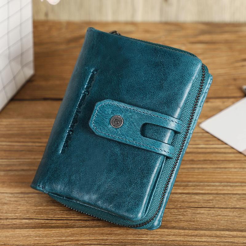 

Wallets Genuine Leather Wallet Women Small Ladies Purse Card Holder Zipper Hasp Design Female Coin Pocket PursesWalletsWallets, Blue