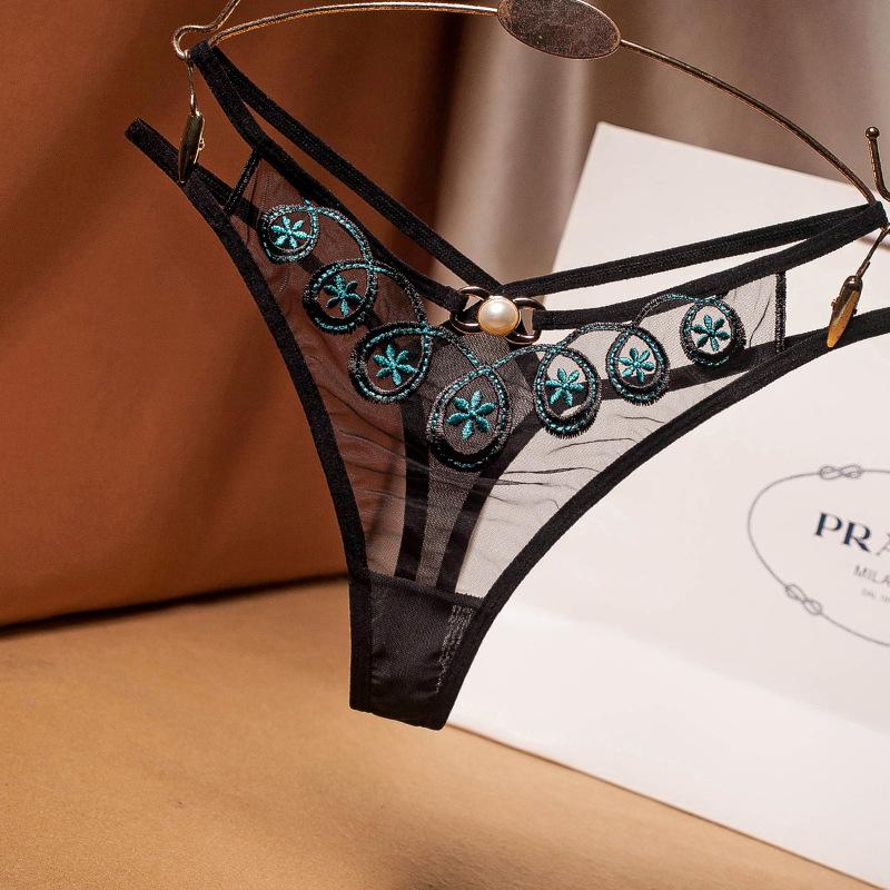 

Women's Panties Luckymily Top Peony Sexy Woman Underwear Seamless G-String Briefs Low Waist Thong With Pearl Comfortable Lingerie ThongWomen, Black