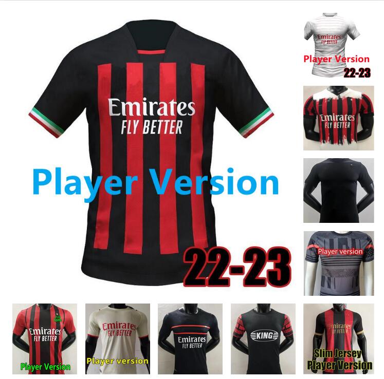 

Player Version AC 21 22 23 milans soccer jersey IBRAHIMOVIC GIROUD BENNACER TONALI ROMAGNOLI jersey 2021 2022 2023 CALHANOGLU REBIC football shirt