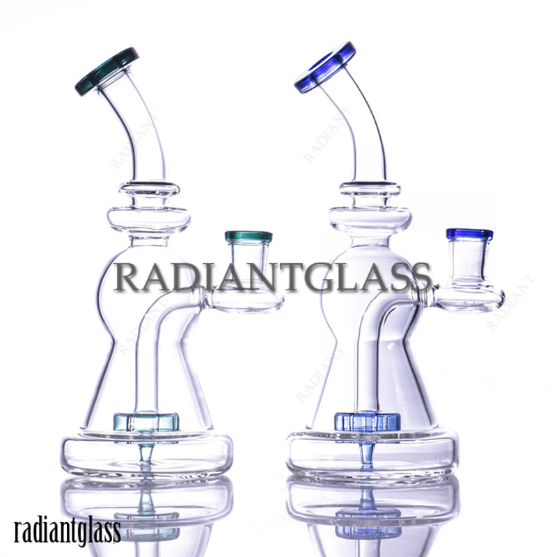 

Mini Bongs 9.5 Inches Hookahs Shower head Perc Colors Recycler Dab Rigs Glass Bong Water Pipes