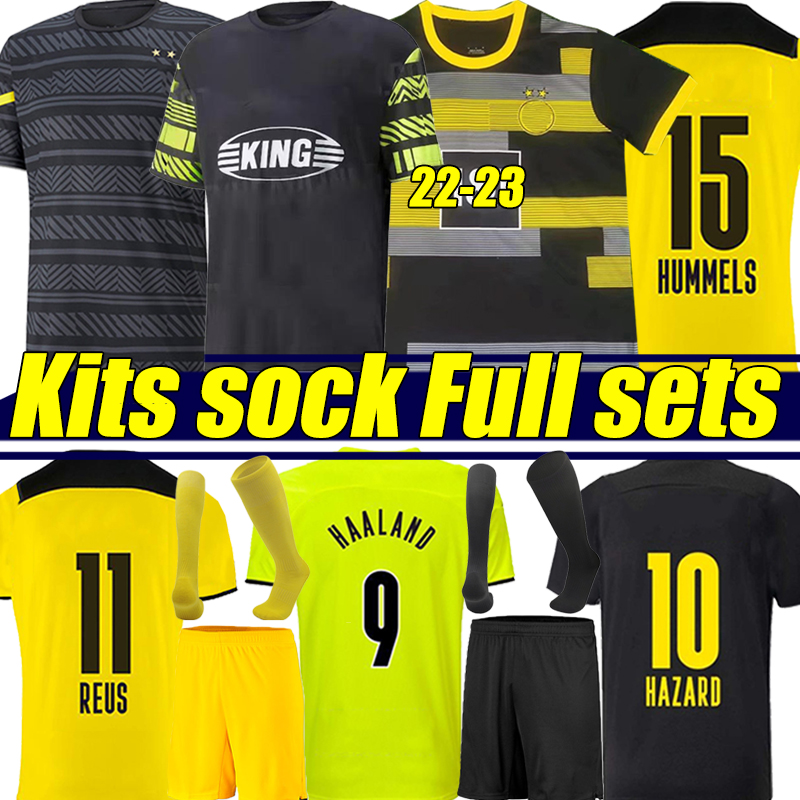 

21/22/23 HAALAND soccer jerseys fans player version fourth 4th 2022 2023 football shirt REUS NEONGELB BELLINGHAM HUMMELS BRANDT Men+Kids Kits sock Full sets training, Duote 21-22 cup