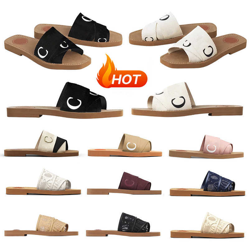 

Designers Slippers Women Woody Mules Flat Sandals Designer Slides Sneakers Canvas Shoe White Black Pink Navy Fashion Outdoor Beach Slipper, Item#1
