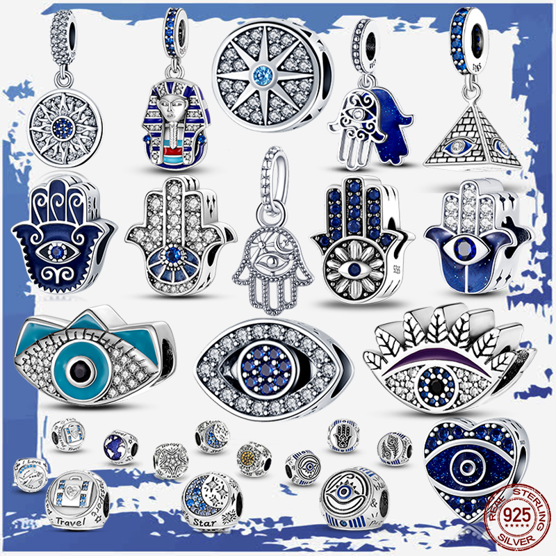 925 Perles de charme en argent pendre Fatima Hand Hamsa Hand perle Fit Charms Bracelet Bijoux DIY ACCESSOIRES