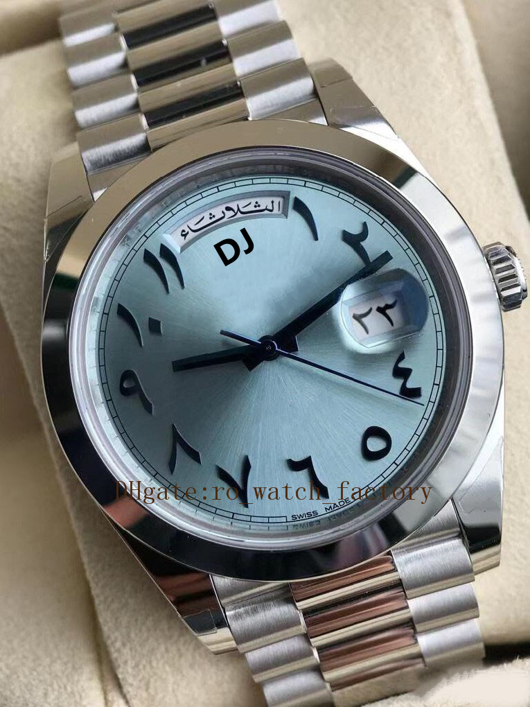 

Mens Watch BP Factory Platinum 40mm Day-Date Ice Blue Arabic Rare Dial Automatic Fashion Roman Numerals Men's Watch Folding Mechanical Watches, Customize