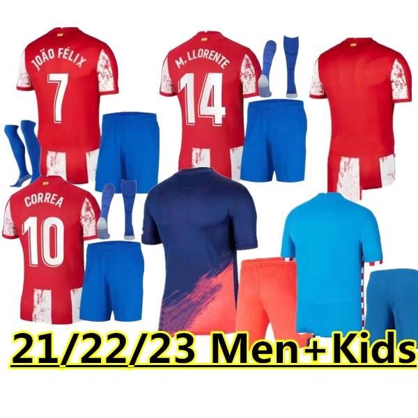 

21 22 23 SUAREZ Cunha GRIEZMANN JOAO FELIX soccer jerseys Cunha M. LLORENTE KOKE camiseta men kids kit football shirts set R. DE PAUL Carrasco Atletico MadridS66
