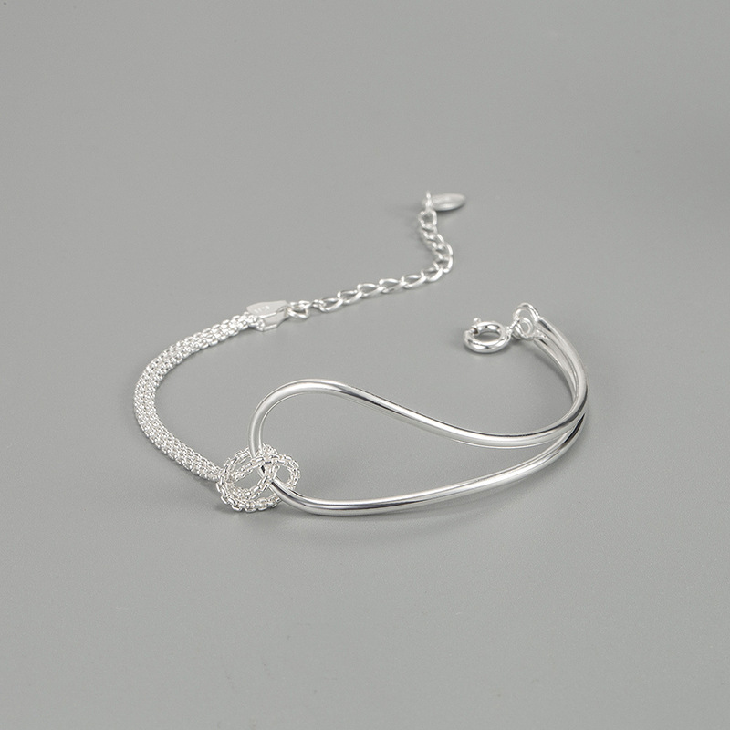 

Ins Design Version 925 Sterling Silver Knotted Bracelet Personality Geometric Minimalist Style Bracelet Hand Jewelry