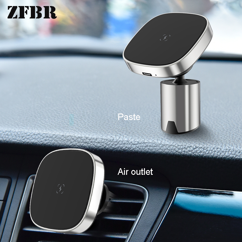

15W Magnetic Wireless Chargers Car Air Vent Stand Mount Phone Holder Fast Charging Station For 12 13 QI Charger 220705, Black