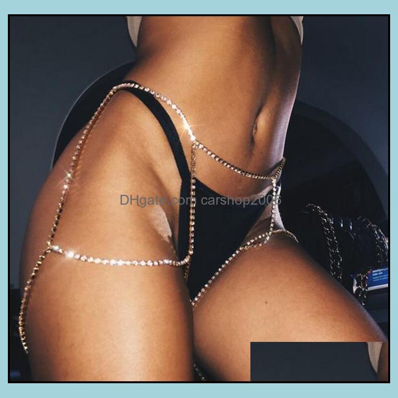 

Belly Chains Body Jewelry Sexy Chain Fl Shiny Rhinestones Diamonds Beauty Charming Leg Sier Gold Women Wholesale Drop Delivery 2021 Neq28