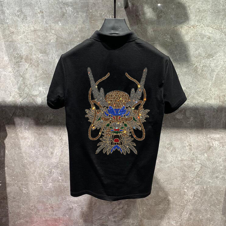 

Dragon diamond stone fashion pattern Men's Polo nice quality comfortable fitness, Blue