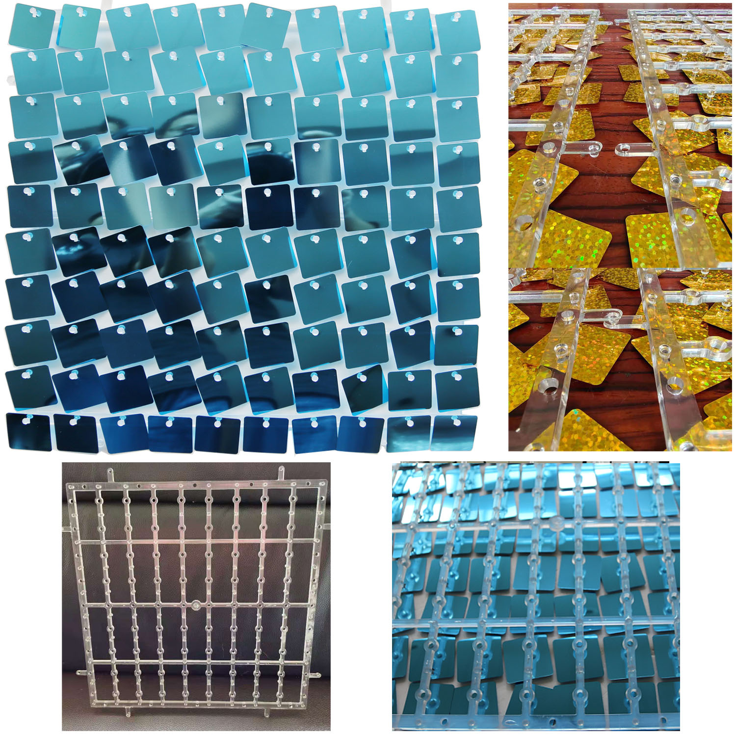 

200pc Transparent Back Board Party Backdrop Shimmer Wall Decoration Photo Zone Sequin Display Panel Clear Grid Birthday Wedding, As described