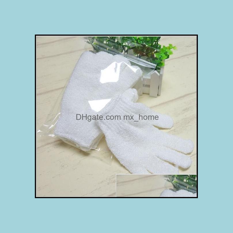

Bath Gloves Body Cleaning Shower White Nylon Exfoliating Glove Five Fingers Paddy Soft Fiber Mas Cleaner Drop Delivery 2021 Childrens Finger, As pictures