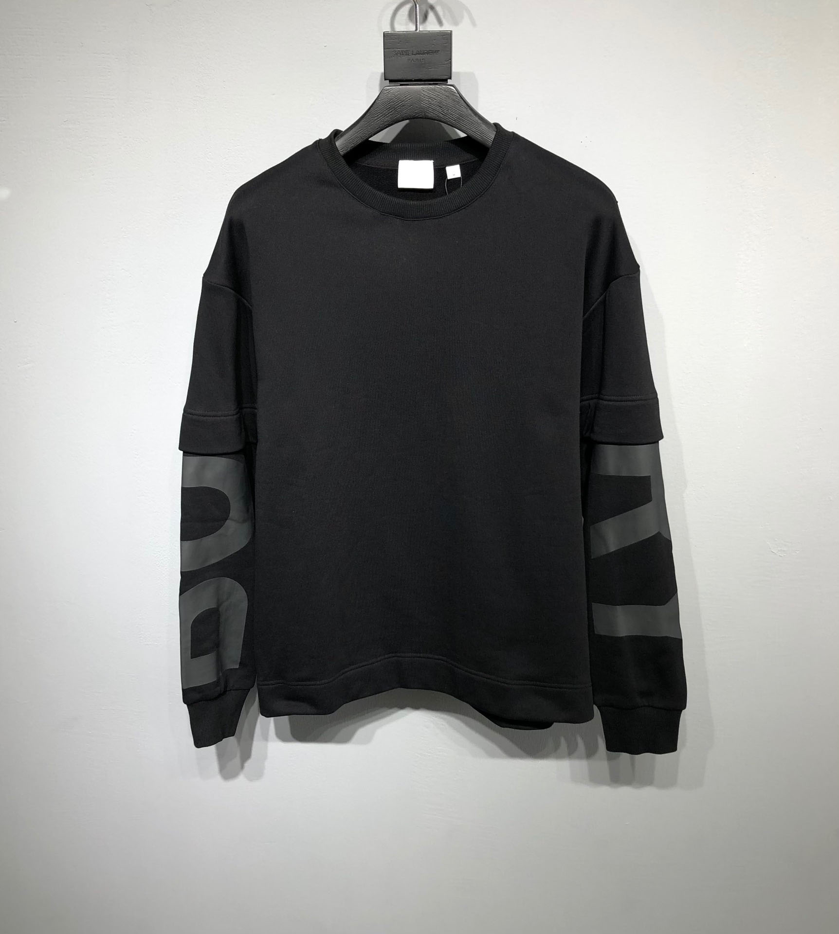 

New AOP jacquard letter knitted sweater in autumn / winter 2022acquard knitting machine e Custom jnlarged detail crew neck c3W3S, Black