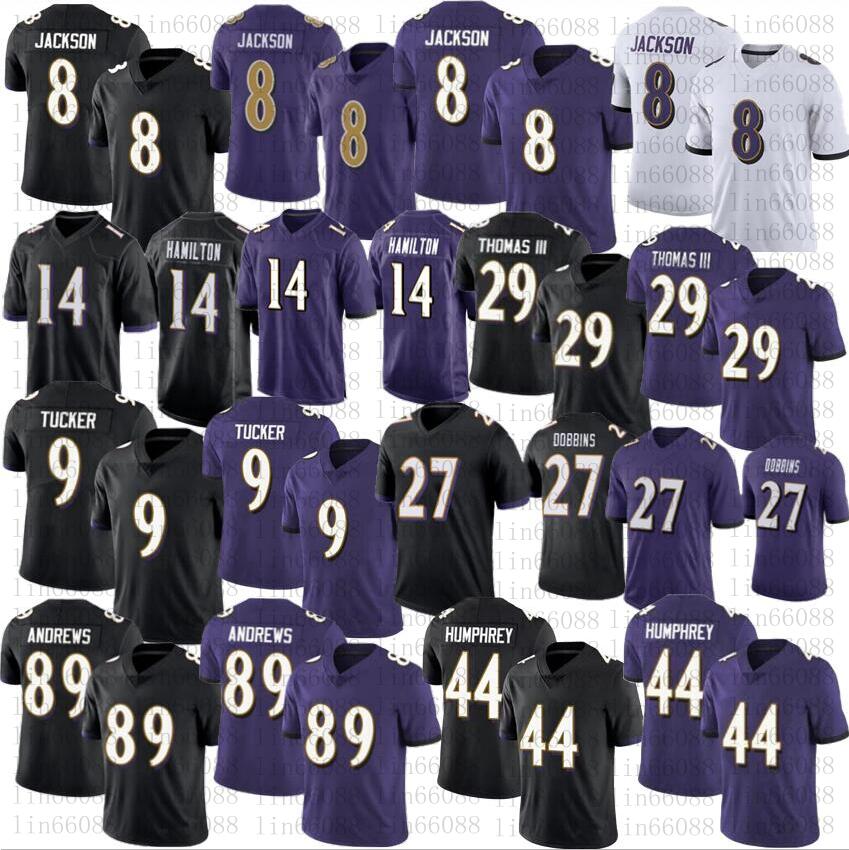 

Mens Women Youth Lamar Jackson Football Jerseys stitched Kyle Hamilton Justin Tucker J.K. Dobbins Marlon Humphrey Mark Andrews jersey, As