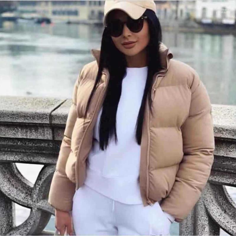 

Classic Fashion Women Bubble Jacket Solid Color Standard Collar Oversized Short Overcoat Winter Female Puffer Parkas Mujer 20221 Kare22, Brown