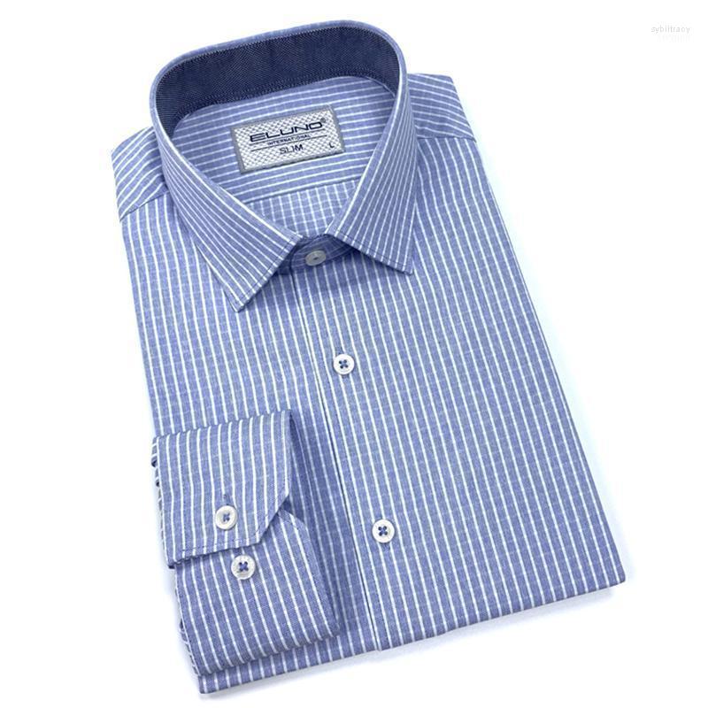 

Men's Dress Shirts Quality Cotton For Men Long Sleeve Summer Plus Size Plaid Shirt Striped Male Business Casual White Slim Fit Sybi22, T481-2