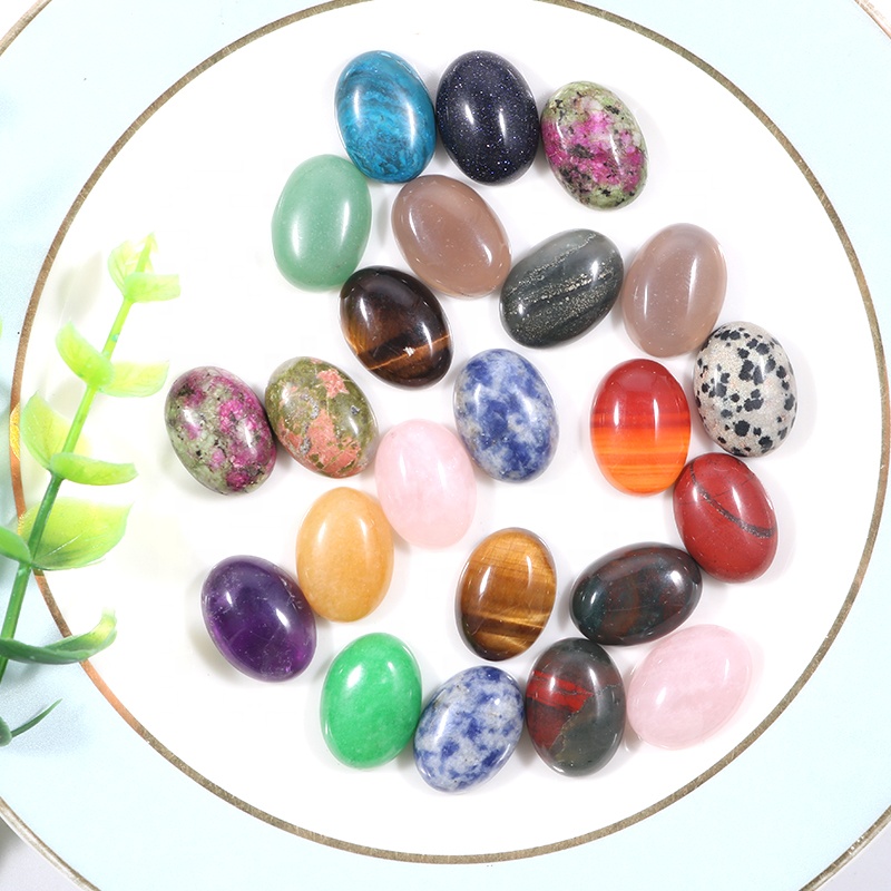 

13x18mm Natural Quartz Agates Crystal Stone Cabochon Oval Loose Beads Cabochon Gemstone for DIY Ring Earrings Jewelry Making