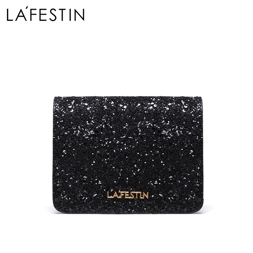 

LAFESTIN Women Wallet Luxury Glitter Sequin Wallet Purses High Capacity Card Holder Coin Purse Short Wallet cartera mujer CJ191219, Black