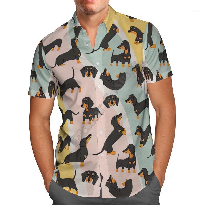 

Men' Casual Shirts Hawaii Shirt Hawaiian Beach Summer Funny Dachshund 3D Printed Harajuku Tee Hip Hop 02, Short sleeve shirt